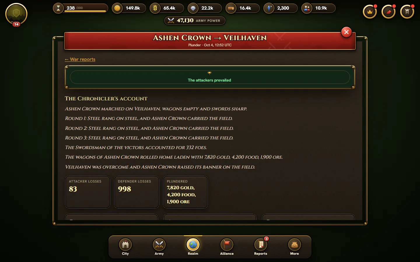 Replayable battle reports